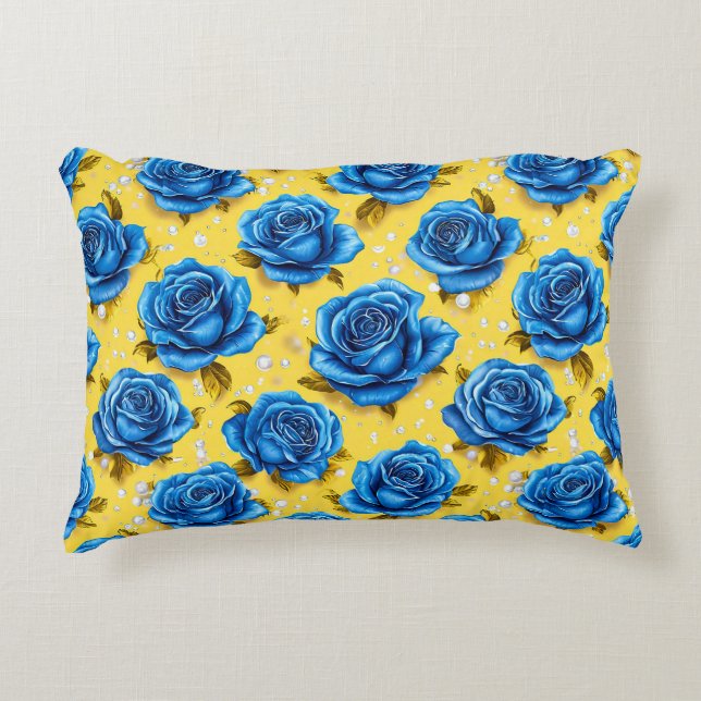 Blue 3d-Rose Dekokissen (Vorderseite)