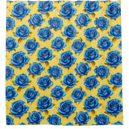 Blue 3d-Rose Duschvorhang (Vorderseite)