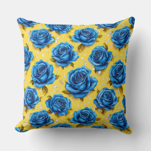 Blue 3d-Rose Kissen