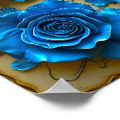 Blue 3d-Rose Poster (Ecke)