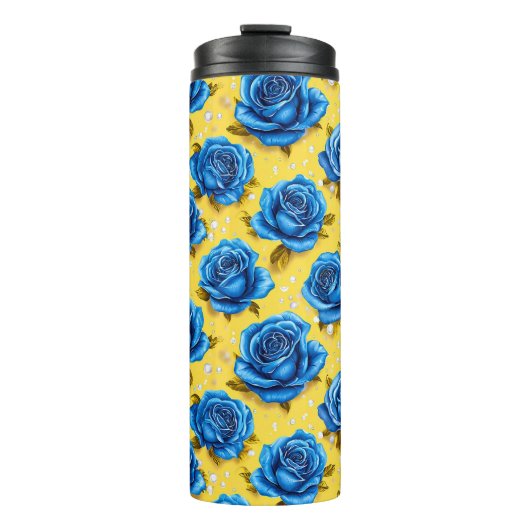 Blue 3d-Rose Thermosbecher (Vorderseite)