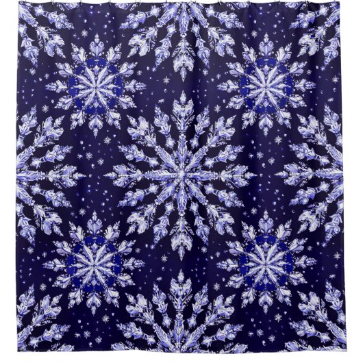 Blue 3d Schneeflocken Duschvorhang (Vorderseite)