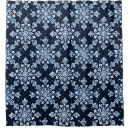 Blue 3d Schneeflocken Duschvorhang