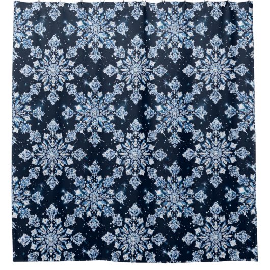 Blue 3d Schneeflocken Duschvorhang (Vorderseite)