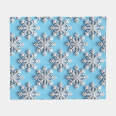 Blue 3d Schneeflocken Fleecedecke (Vorderseite (Horizontal))