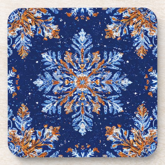 Blue 3d Schneeflocken Getränkeuntersetzer (Vorderseite)