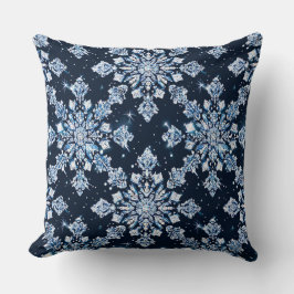 Blue 3d Schneeflocken Kissen
