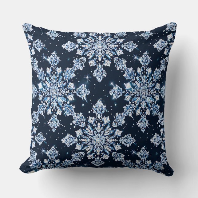 Blue 3d Schneeflocken Kissen (Vorderseite)