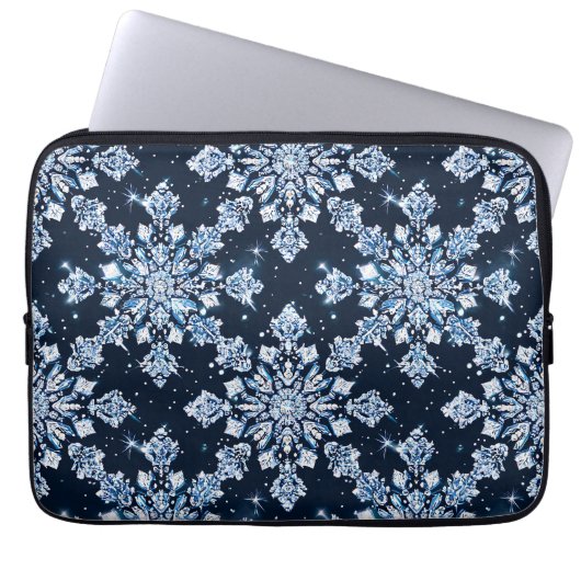Blue 3d Schneeflocken Laptopschutzhülle (Vorderseite)