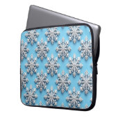 Blue 3d Schneeflocken Laptopschutzhülle (Vorderseite Links)