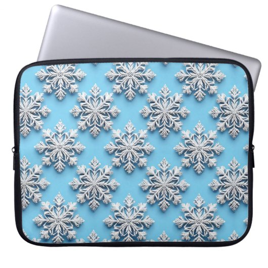 Blue 3d Schneeflocken Laptopschutzhülle (Vorderseite)