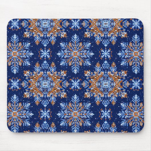 Blue 3d Schneeflocken Mousepad (Vorne)