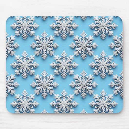 Blue 3d Schneeflocken Mousepad (Vorne)