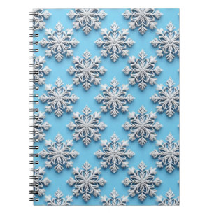 Blue 3d Schneeflocken Notizblock