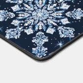 Blue 3d Schneeflocken Schreibtischunterlage (Ecke)