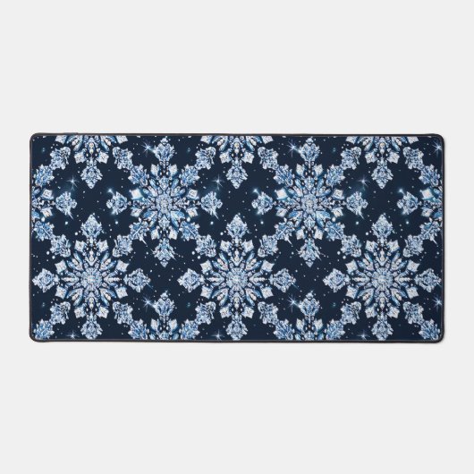 Blue 3d Schneeflocken Schreibtischunterlage (Vorderseite)