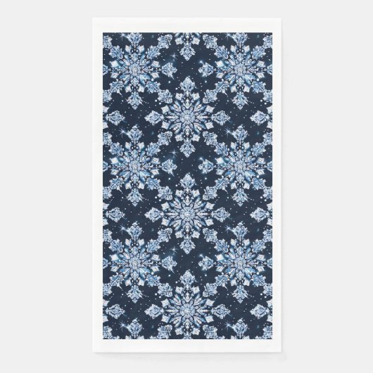 Blue 3d Schneeflocken Serviette (Vorderseite)