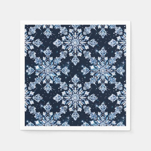 Blue 3d Schneeflocken Serviette (Vorderseite)