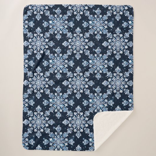 Blue 3d Schneeflocken Sherpadecke (Vorderseite)