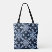 Blue 3d Schneeflocken Tasche (Rückseite)