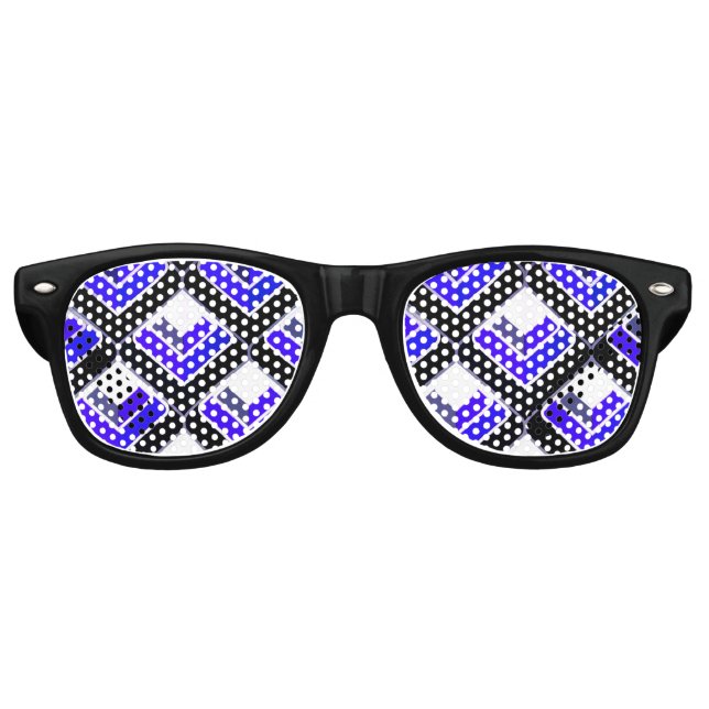 Blue 3D Squares Muster Retro Vintag Spaß Partybrille (Vorderseite)