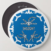 Blue, 3rd Eye Chakra "Insight" Dragonfly White BG Button (Vorne & Hinten)