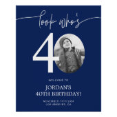 Blue 40. Geburtstag Begrüßungszeichen | Schau mal, Poster (Vorderseite)