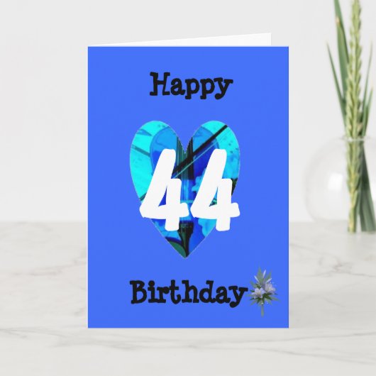 Blue 44. Age Geburtstag Karte (Vorderseite)