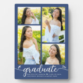 Blue 4 Foto Abschluss Moderne kalligraphische Herz Fotoplatte (Vorderseite)