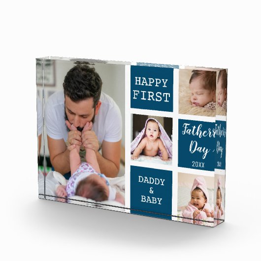 Blue 4 Foto Collage zum ersten Vatertag (Rechts)
