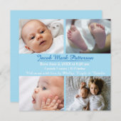 Blue 4 Fotos - Geburtsankündigung Ankündigung (Vorne/Hinten)