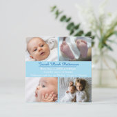 Blue 4 Fotos - Geburtsankündigung Ankündigung (Stehend Vorderseite)