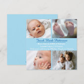 Blue 4 Fotos - Geburtsankündigung Ankündigung (Vorne/Hinten)
