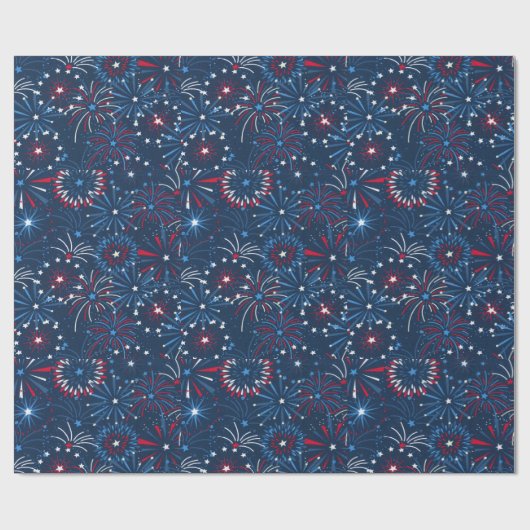 Blue 4. Juli Fireworks Geschenkpapier (Flach)