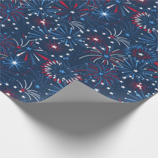 Blue 4. Juli Fireworks Geschenkpapier (Ecke)