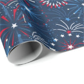 Blue 4. Juli Fireworks Geschenkpapier (Rolleneckpunkt)