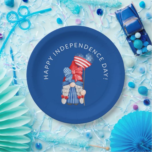 Blue 4. Juli Gnome Independence Day Party Pape Pappteller (Party)
