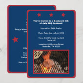 Blue 4. Juli Hamburger Barbecue Einladung (Vorne/Hinten)