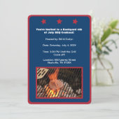 Blue 4. Juli Hamburger Barbecue Einladung (Stehend Vorderseite)