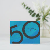 Blue 50 Decade Geburtstag Postkarte (Stehend Vorderseite)