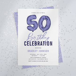 Blue 50. Geburtstagsparty Einladung