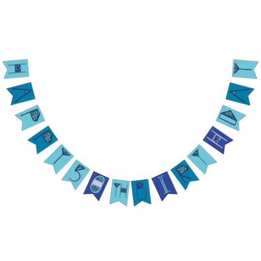 Blue 50. Happy Birthday Bunting Wimpelkette (Alle)