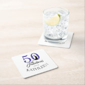 Blue 50 und fabelhafter Geburtstagsparty-Individue Rechteckiger Pappuntersetzer (Vor Ort)