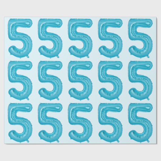 Blue 5 Balloon Wrapping Paper Geschenkpapier (Flach)