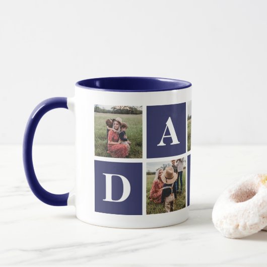 Blue 5 Foto Collage Daddy Tasse (Mit Donut)