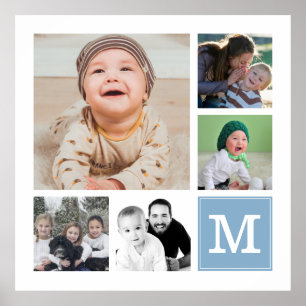Blue 5 Foto Collage Instagramm Gallery Monogramm Poster