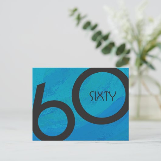 Blue 60 Decade Geburtstag Postkarte (Stehend Vorderseite)