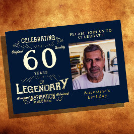 Blue 60. Geburtstag Vintag Gold Folieneinladung