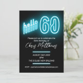 Blue 60. Geburtstagsparty Einladung (Stehend Vorderseite)