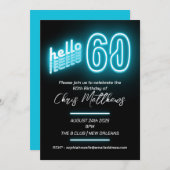 Blue 60. Geburtstagsparty Einladung (Vorne/Hinten)